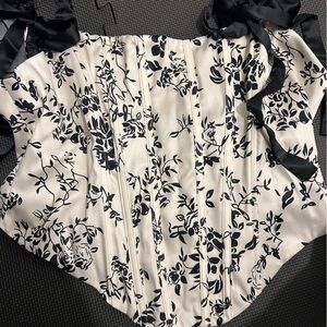 Fashion Nova Black and White Ruched Bustier Bodysuit